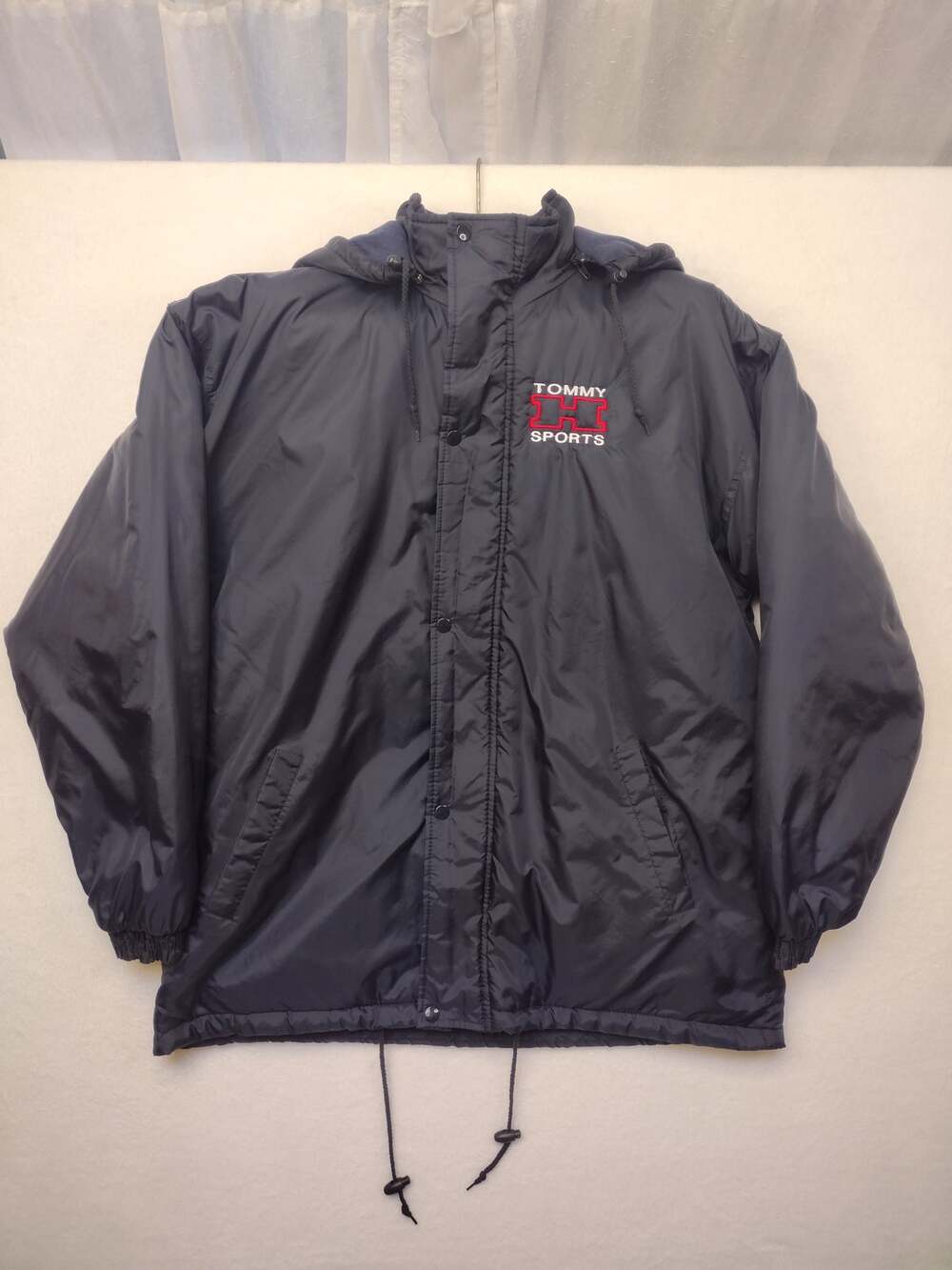 Tommy Hilfiger Sports Jacket 90s Vintage Big Logo Hooded Windbreaker XL
